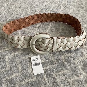 Banana Republic White Braided Leather Belt NWT